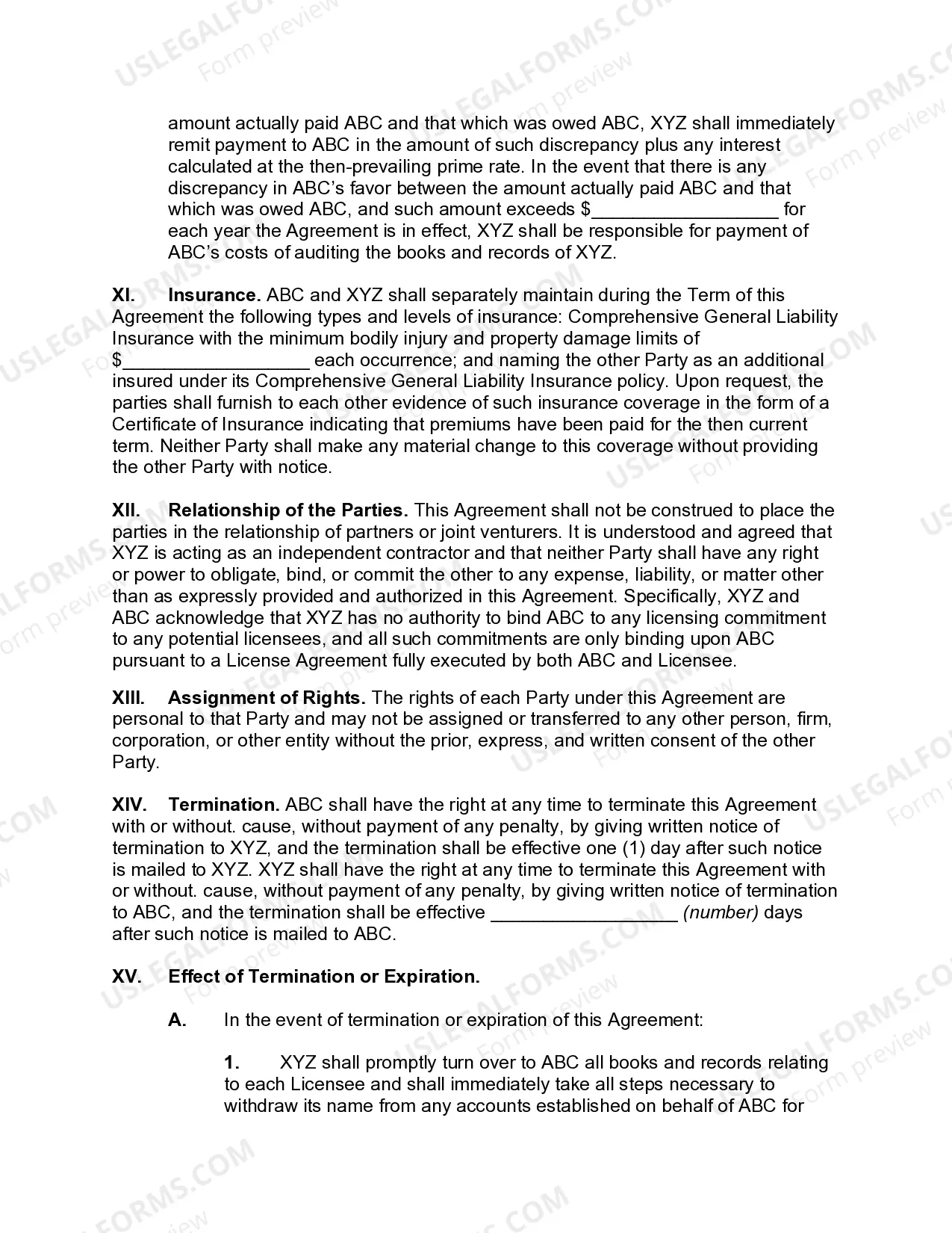 Preview Trademark License Representation Agreement