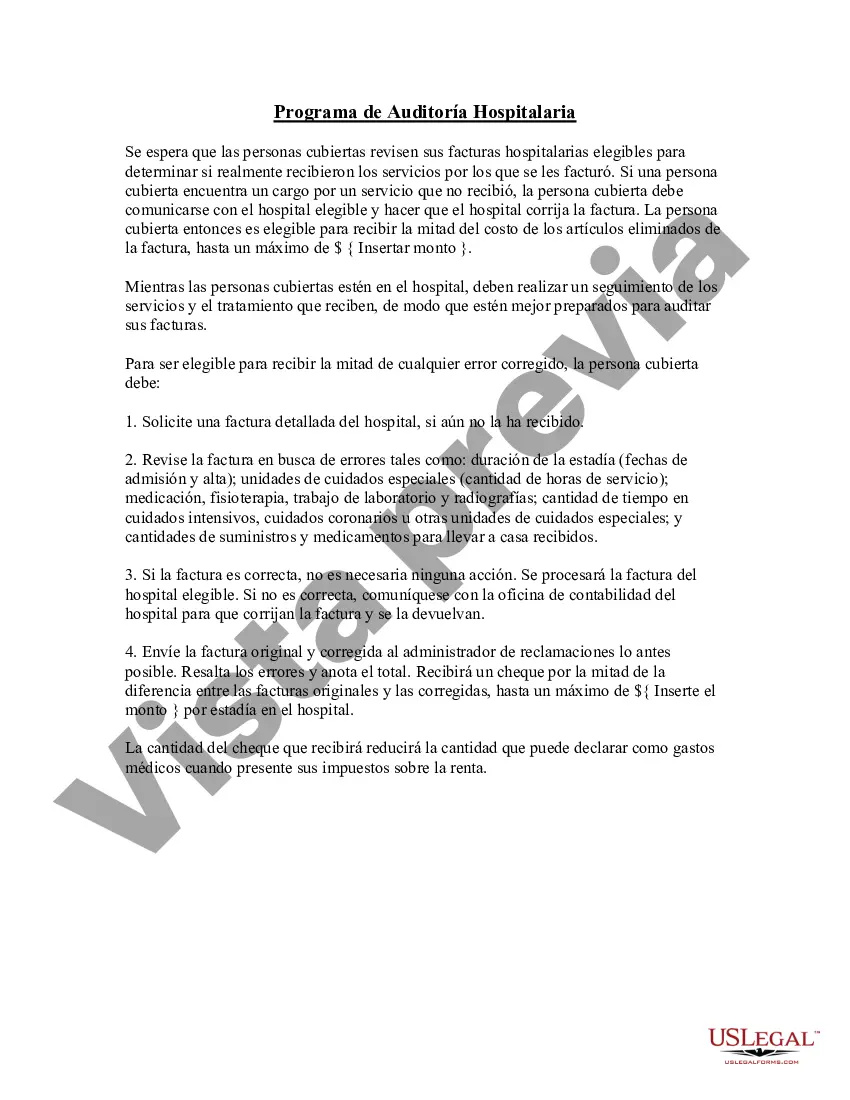 Preview Programa de Auditoría Hospitalaria