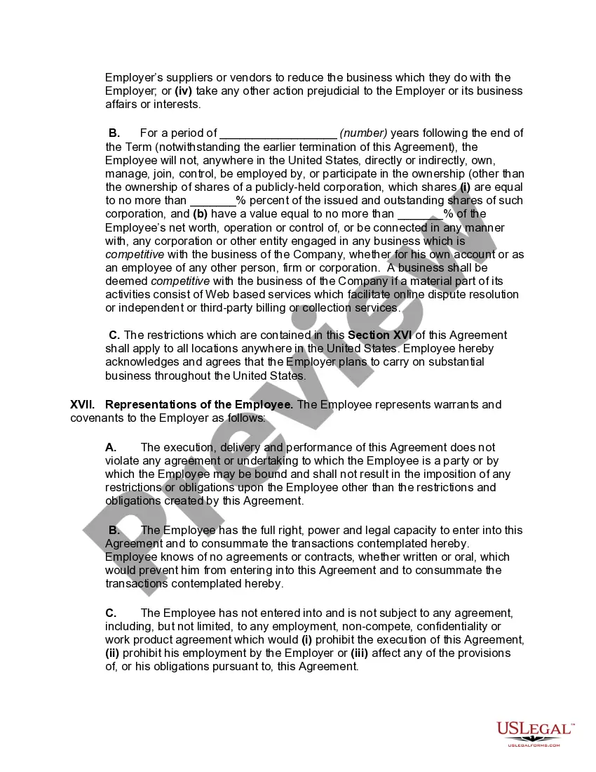 Preview Employment Agreement with Senior Software Developer