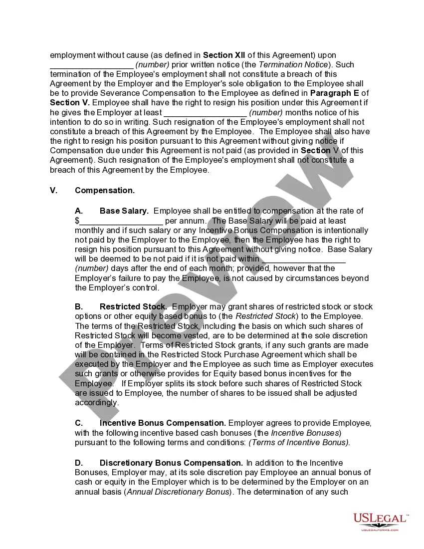Preview Employment Agreement with Senior Software Developer