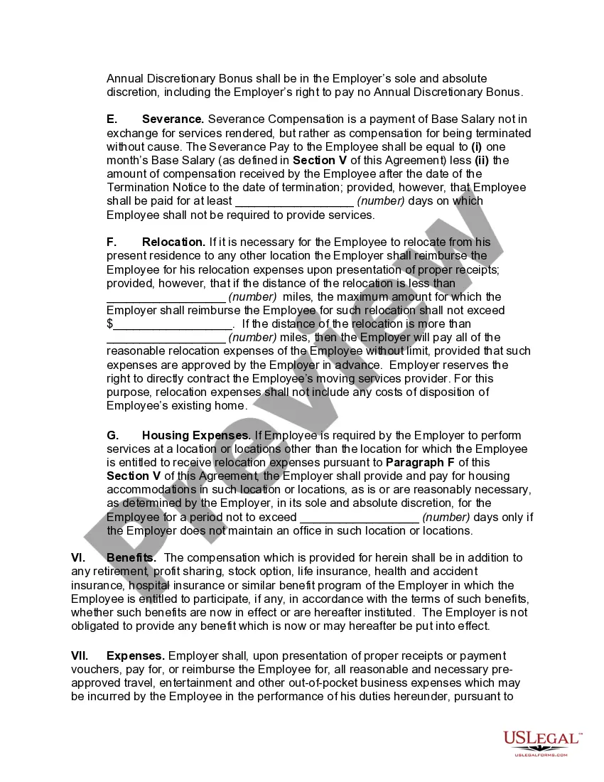 Preview Employment Agreement with Senior Software Developer