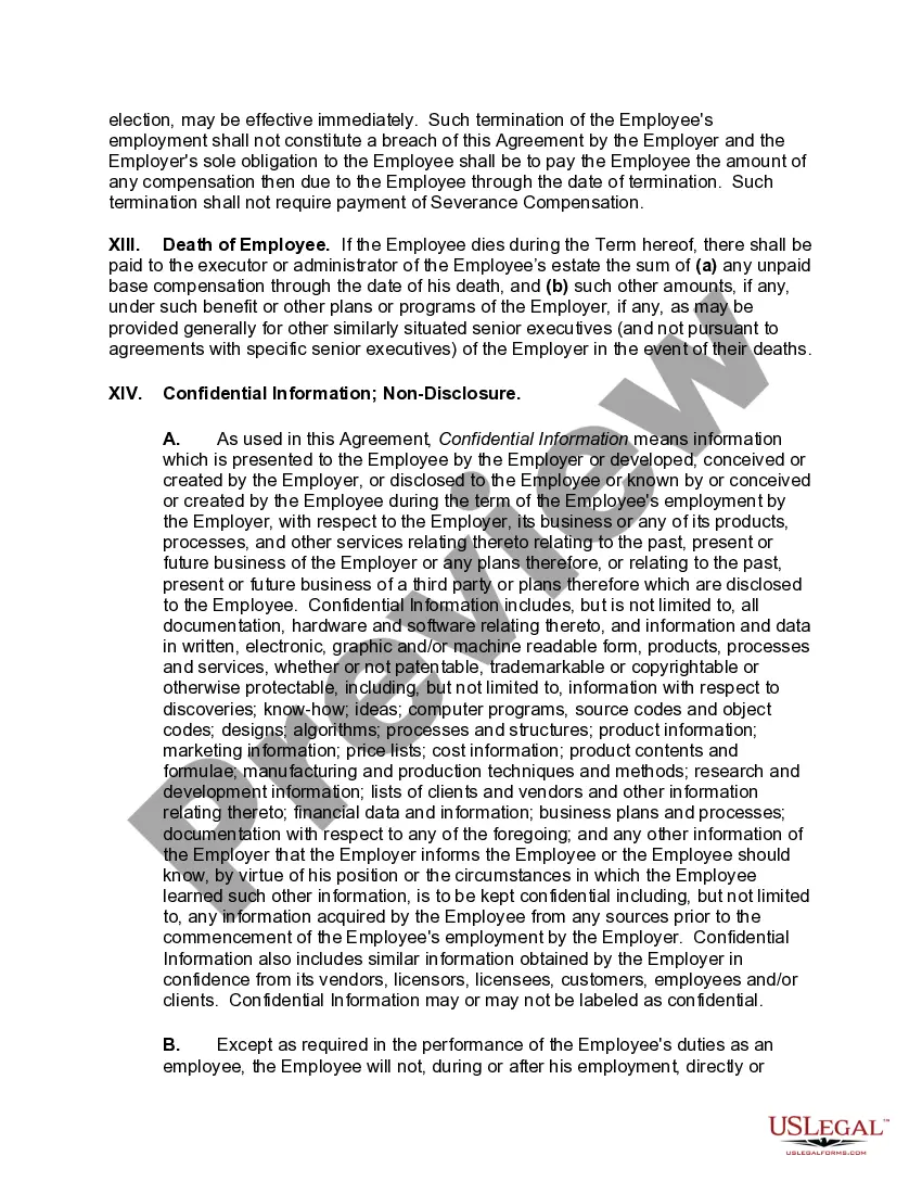 Preview Employment Agreement with Senior Software Developer