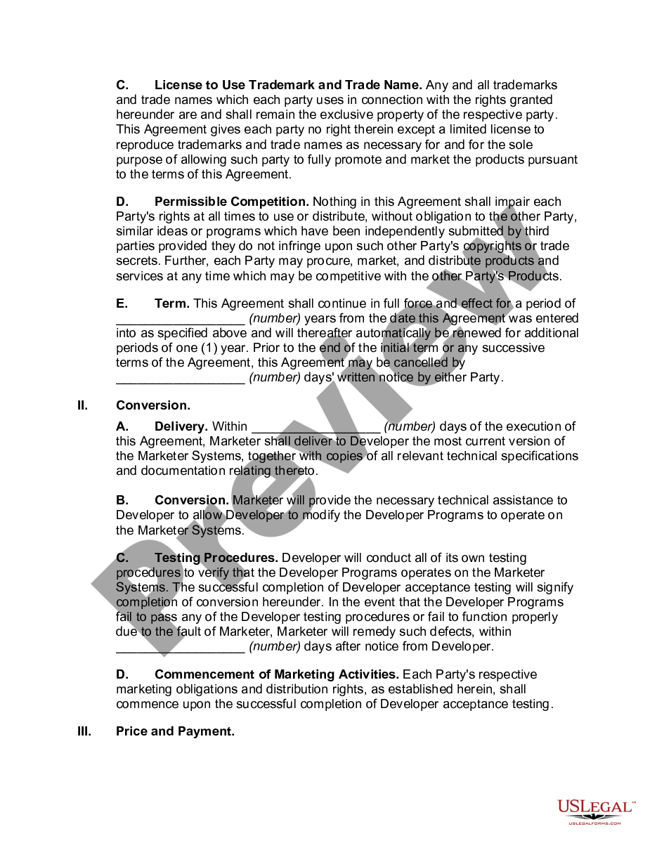 page 1 Joint Marketing and Development Agreement preview