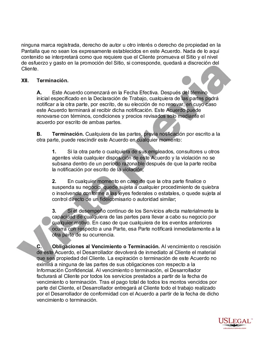 Preview Acuerdo de desarrollo del sitio web