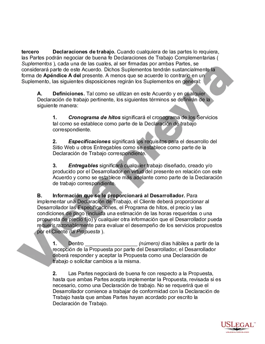 Preview Acuerdo de desarrollo del sitio web