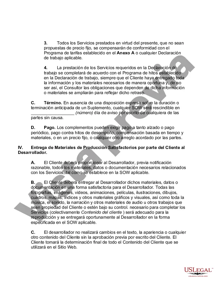 Preview Acuerdo de desarrollo del sitio web