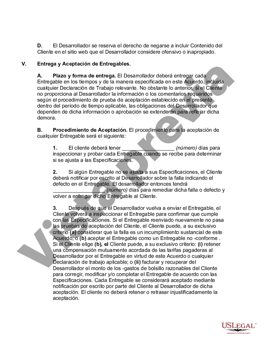 Preview Acuerdo de desarrollo del sitio web