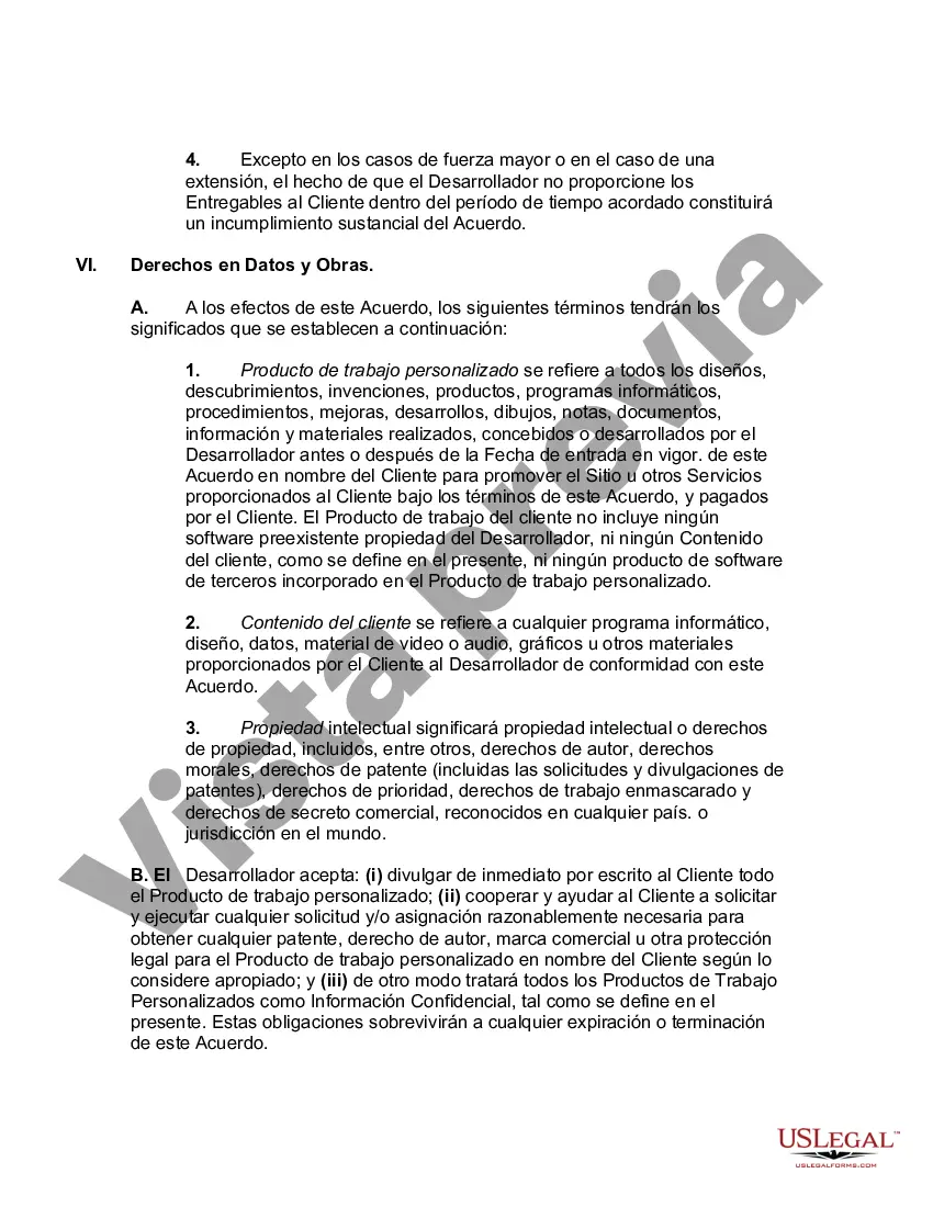 Preview Acuerdo de desarrollo del sitio web