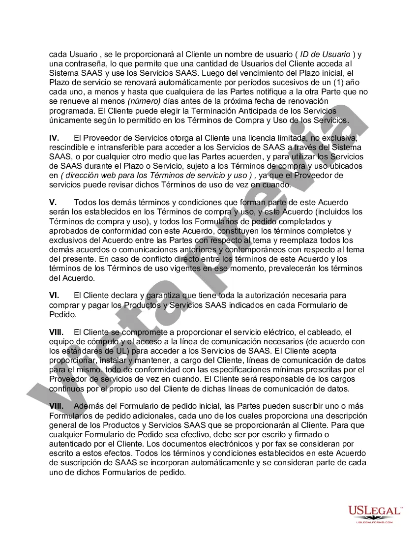 Preview Acuerdo de suscripción de software como servicio