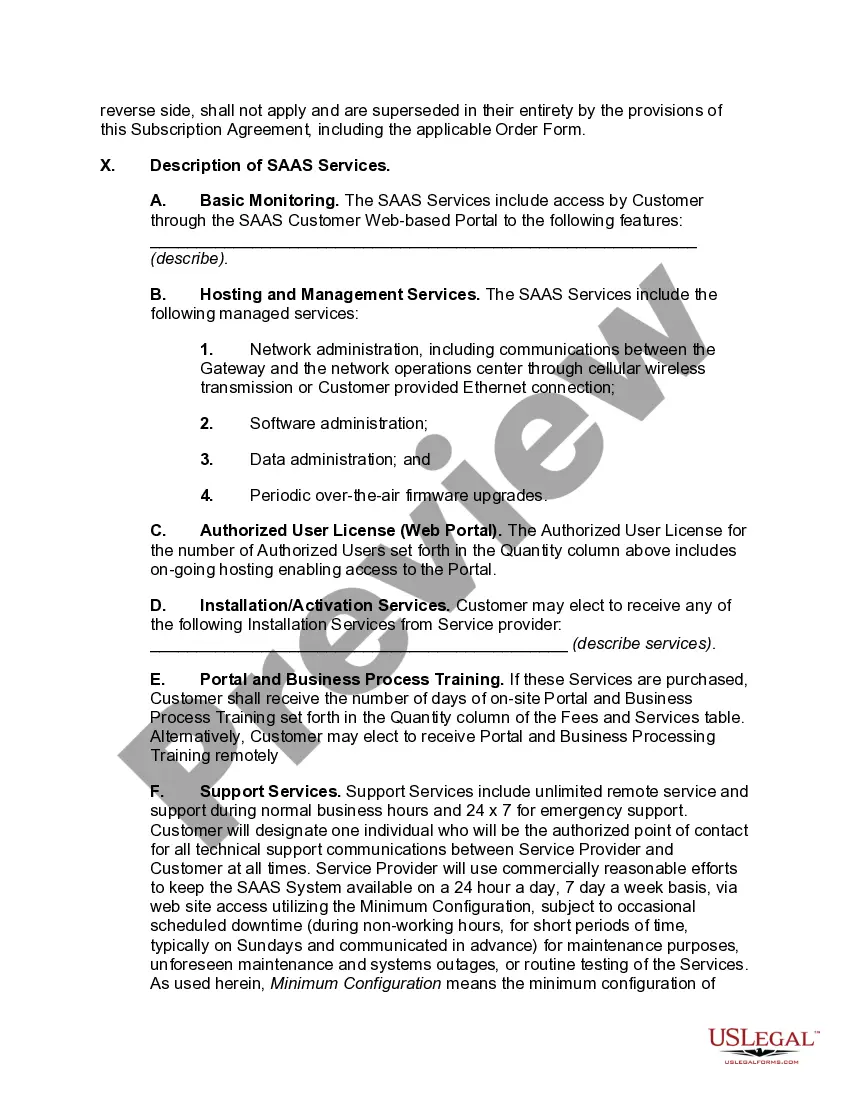 Get Software as a Service Subscription Agreement Preview Software as a Service Subscription Agreement