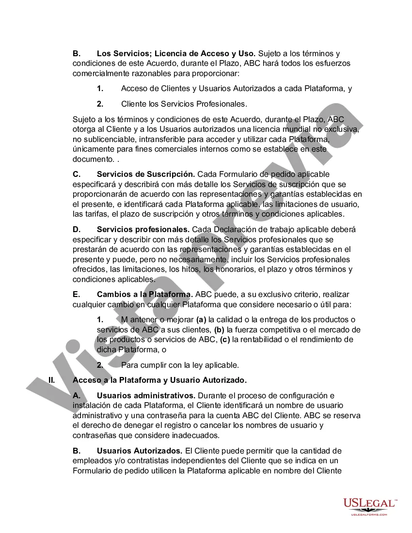 Preview Acuerdo maestro de servicios y SaaS