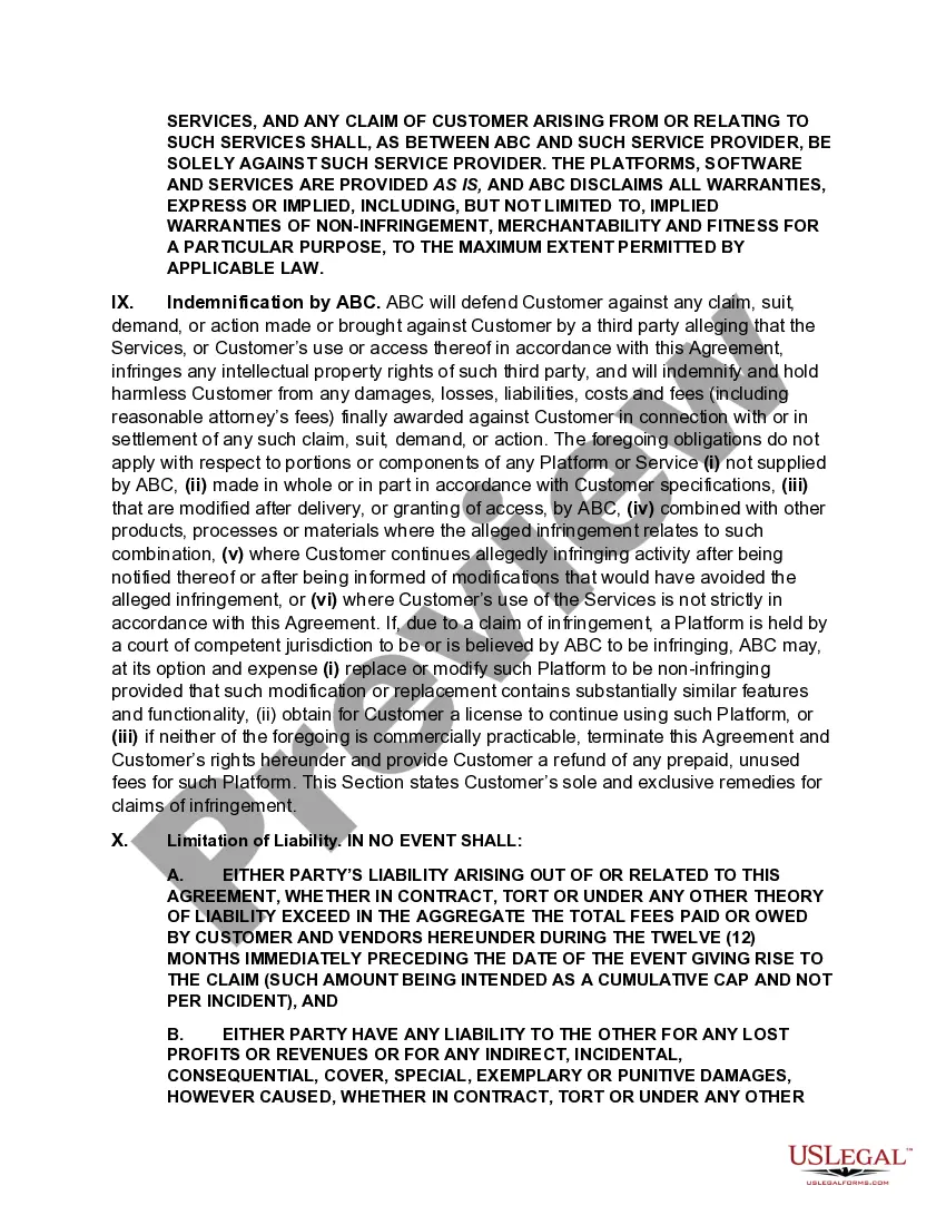 Get Master SaaS and Services Agreement Preview Master SaaS and Services Agreement