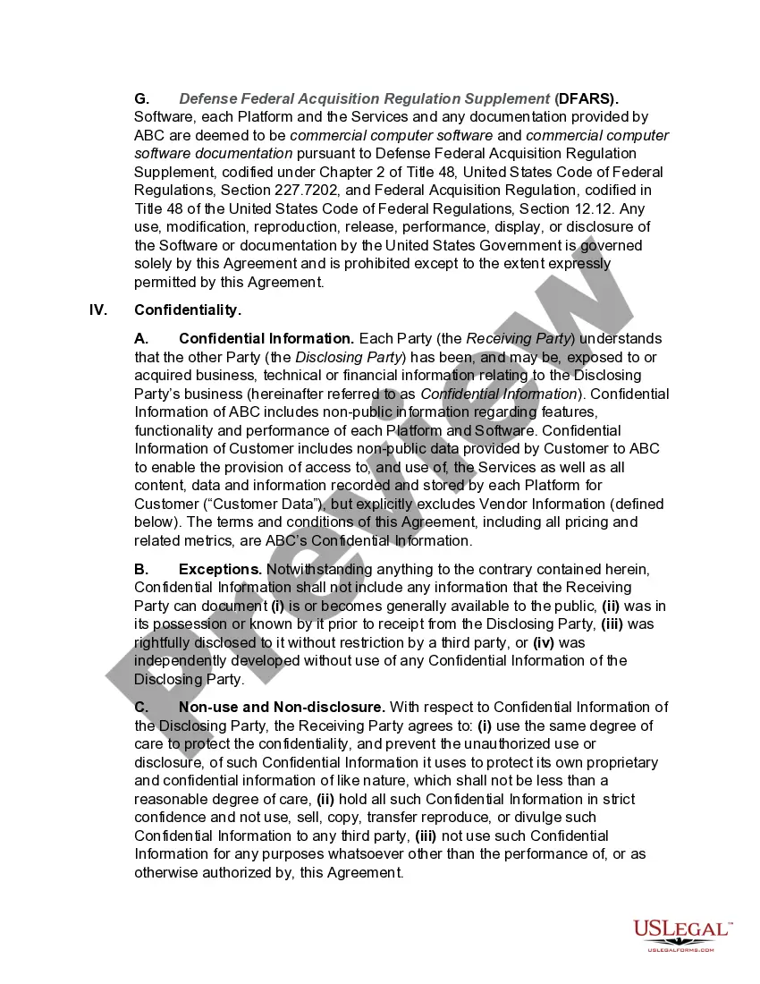 Get Master SaaS and Services Agreement Preview Master SaaS and Services Agreement