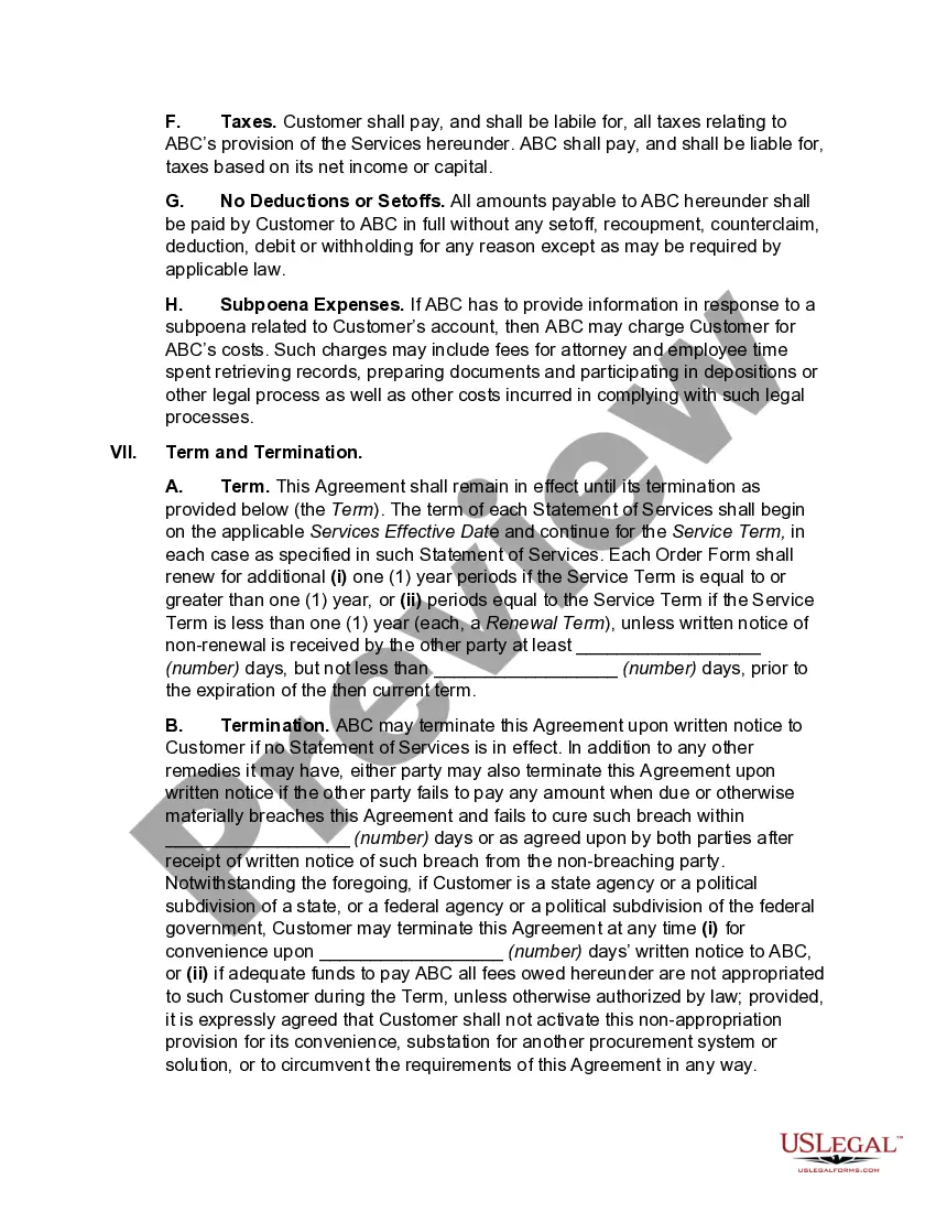 Get Master SaaS and Services Agreement Preview Master SaaS and Services Agreement