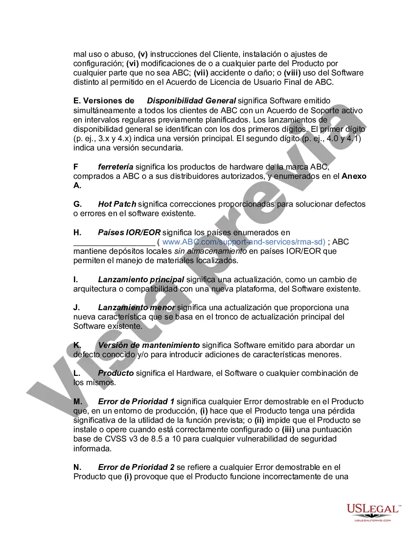 Preview Acuerdo de soporte de software y productos