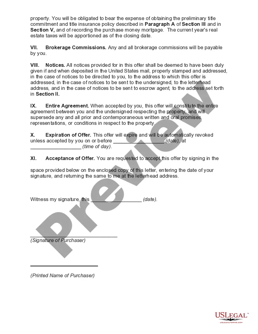 Preview Purchase Offer or Lot in Subdivision Subject to Conditions including Subdivision Approval with Acceptance