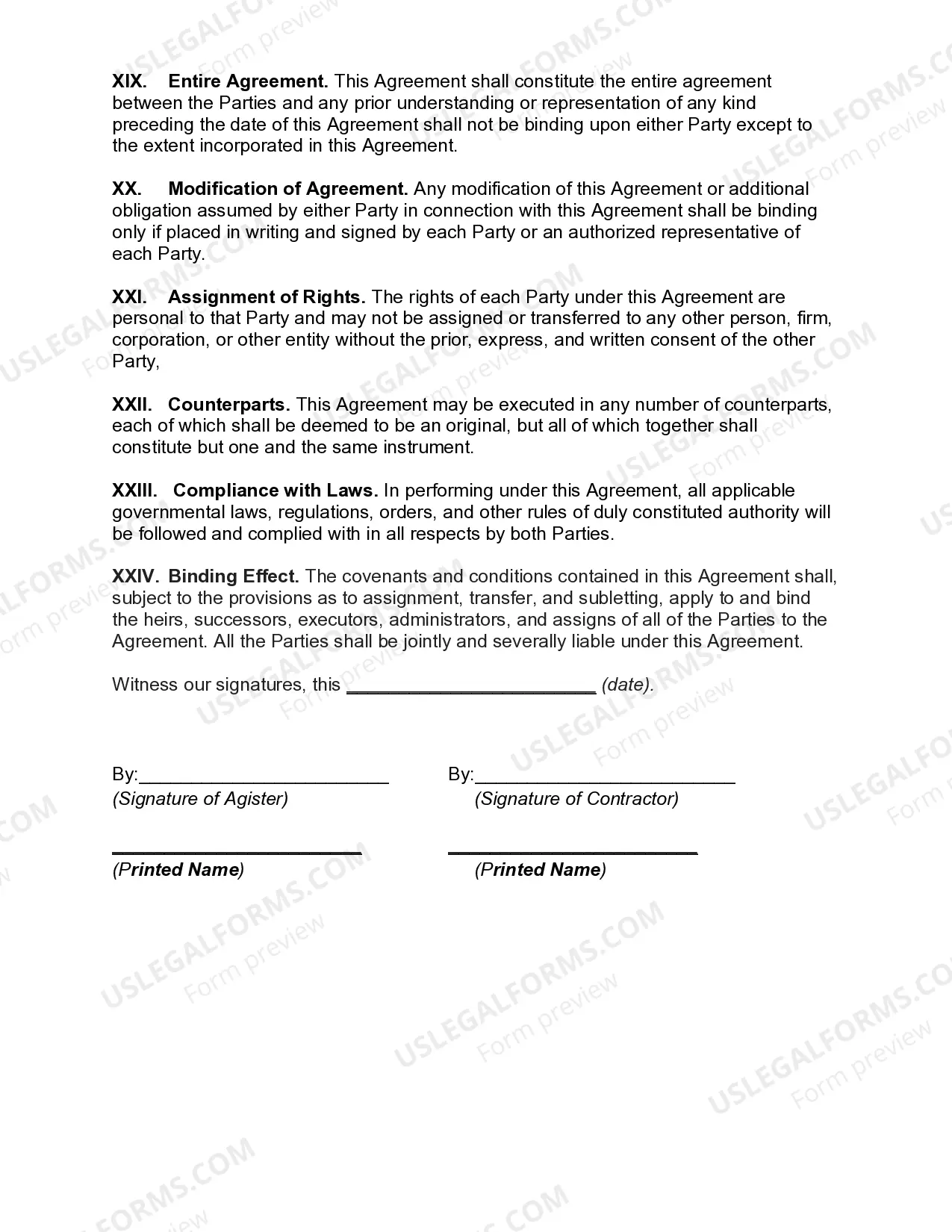 Preview Agistment Agreement between Agister and Subcontractor of Cattle