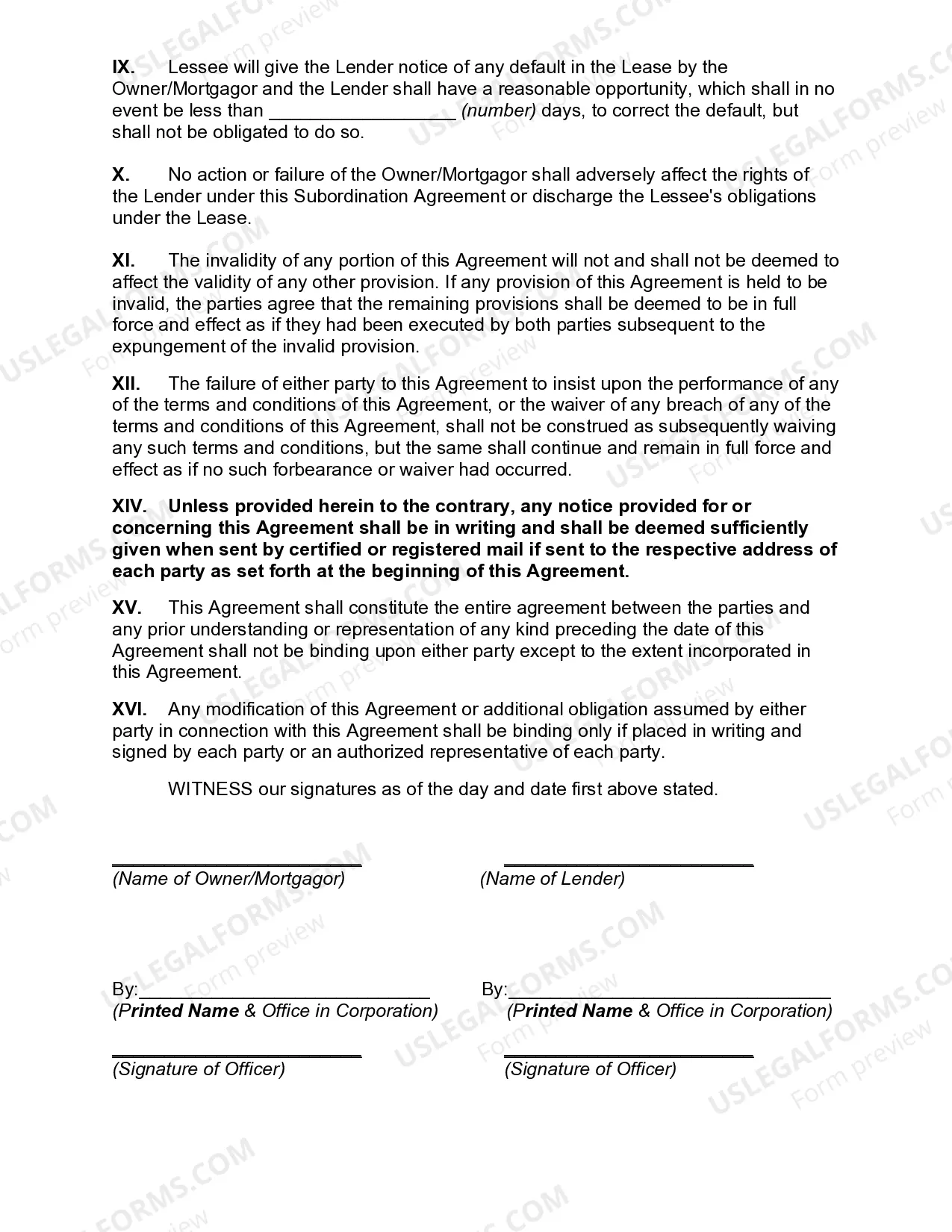 Preview Subordination of Real Estate Lease