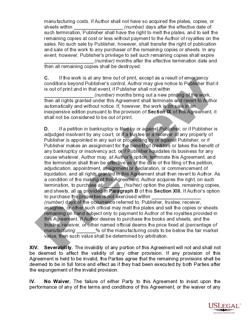 Preview General Form of Publishing Agreement