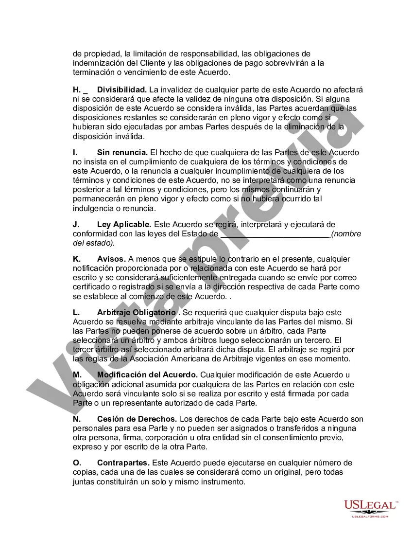 Preview Acuerdo de hospedaje de sitio web orientado al proveedor