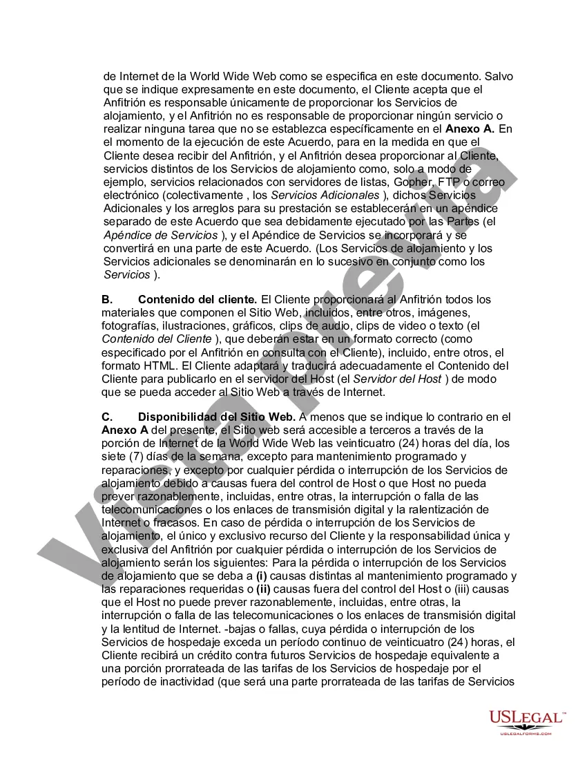 Preview Acuerdo de hospedaje de sitio web orientado al proveedor