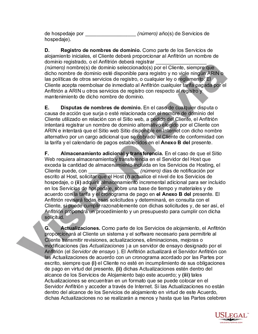 Preview Acuerdo de hospedaje de sitio web orientado al proveedor