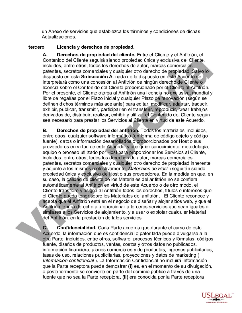 Preview Acuerdo de hospedaje de sitio web orientado al proveedor