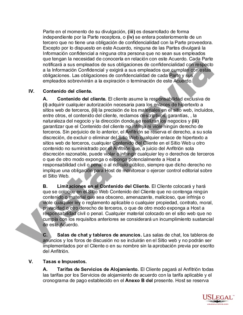 Preview Acuerdo de hospedaje de sitio web orientado al proveedor