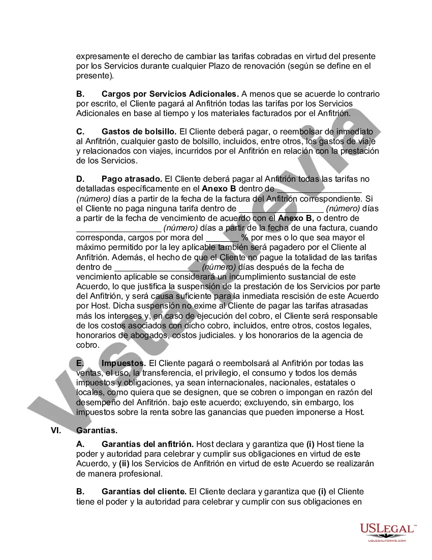 Preview Acuerdo de hospedaje de sitio web orientado al proveedor