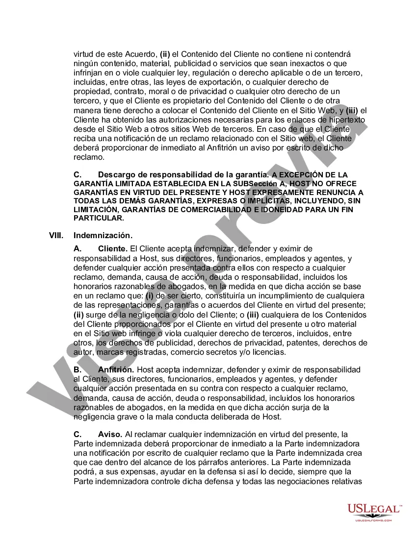 Preview Acuerdo de hospedaje de sitio web orientado al proveedor