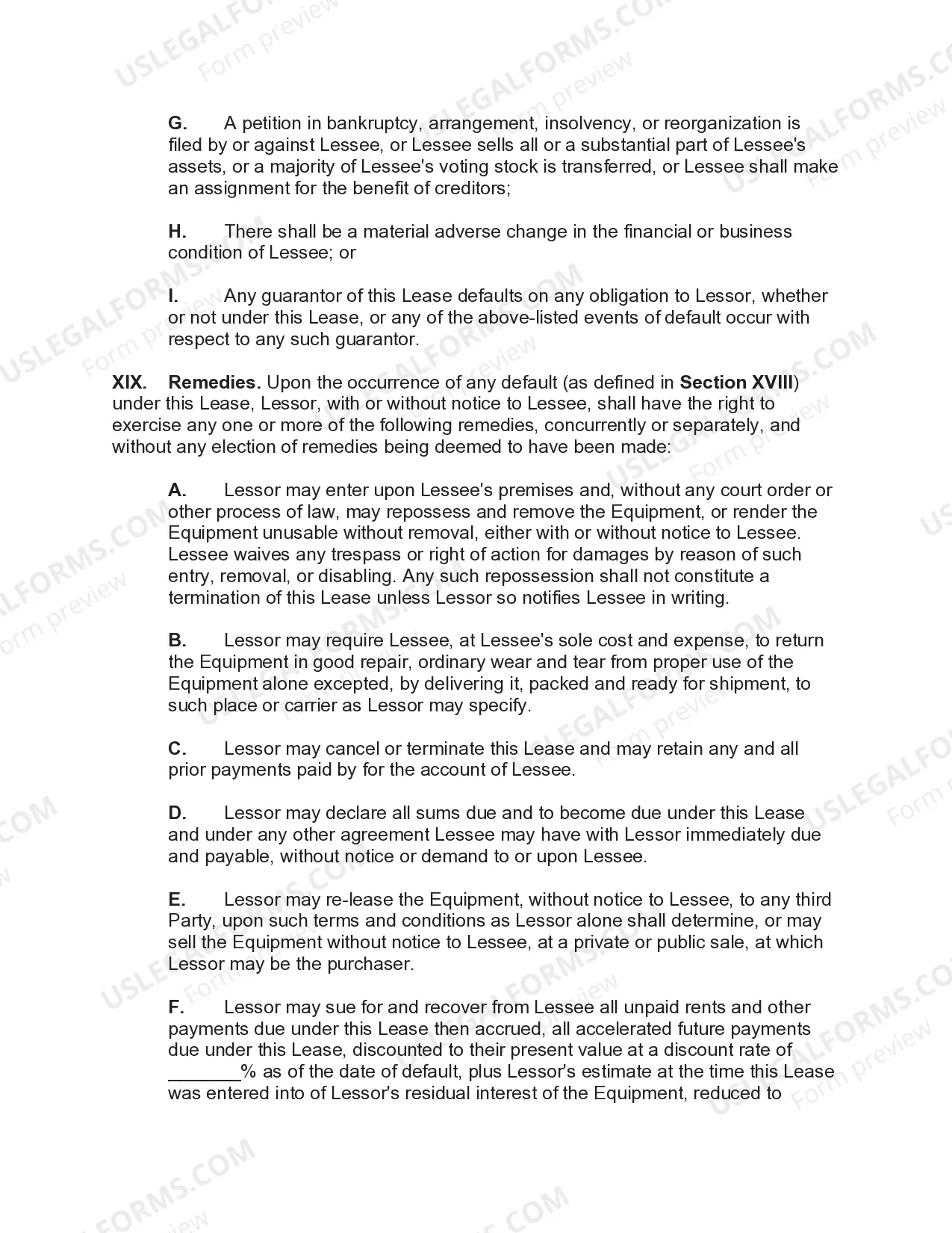 Preview Personal Property Lease - Finance Lease - Equipment
