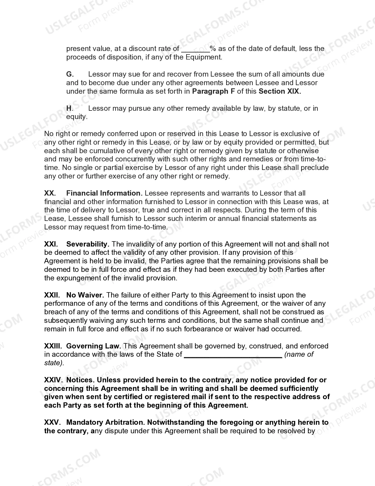 Preview Personal Property Lease - Finance Lease - Equipment