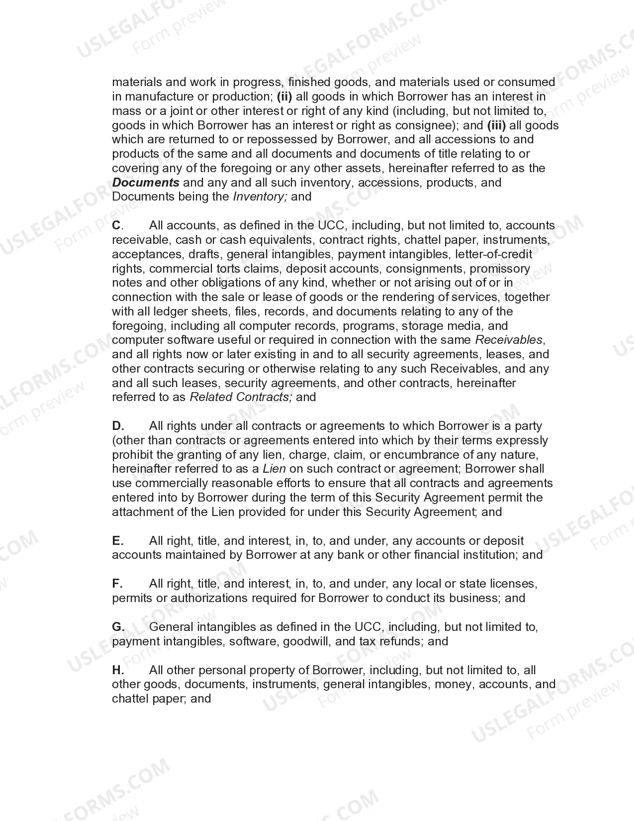 Preview Security Agreement Securing Loan Agreement and Promissory Note