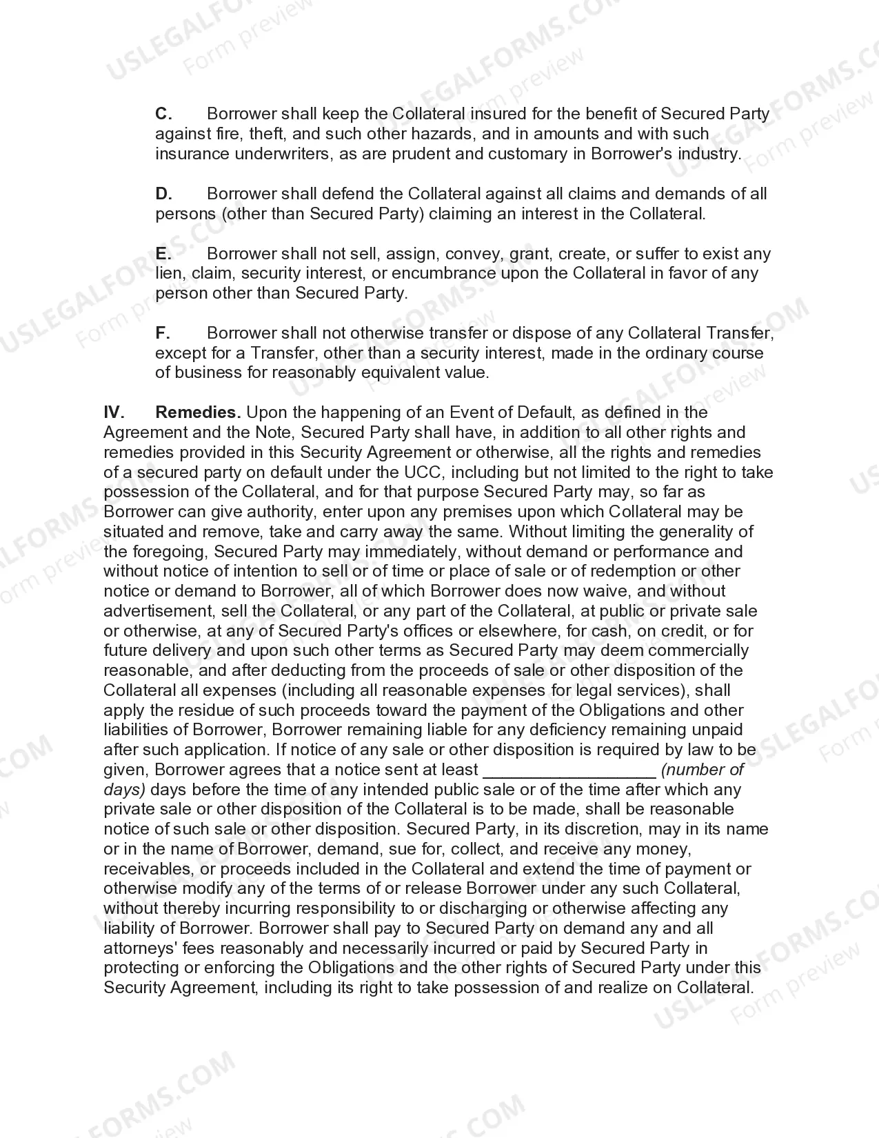 Preview Security Agreement Securing Loan Agreement and Promissory Note