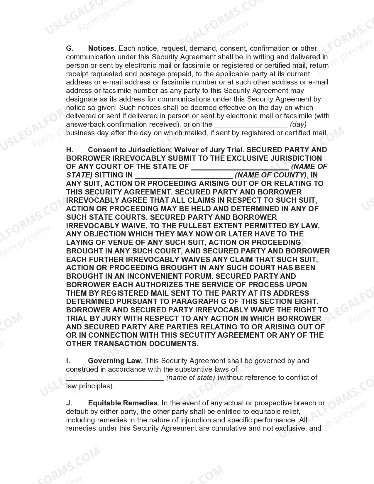 Preview Security Agreement Securing Loan Agreement and Promissory Note