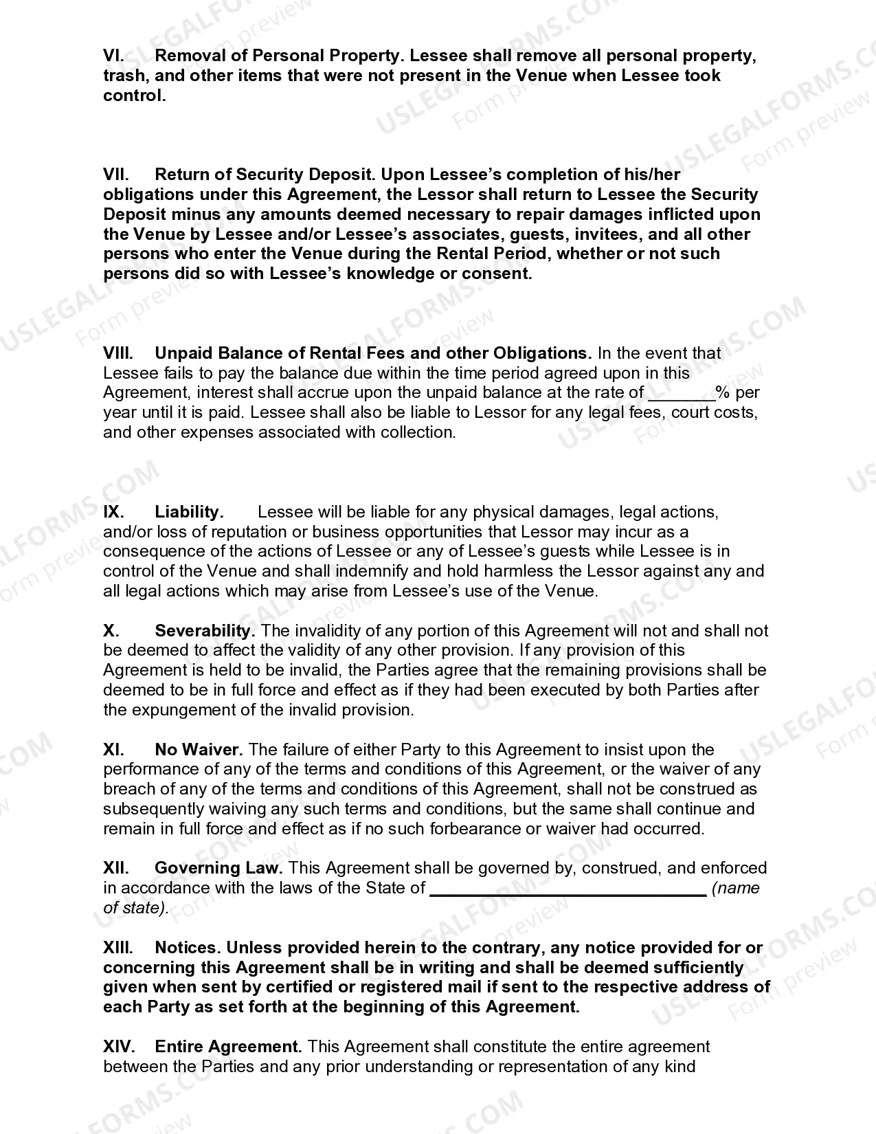 Preview Facility Event Space Rental Agreement