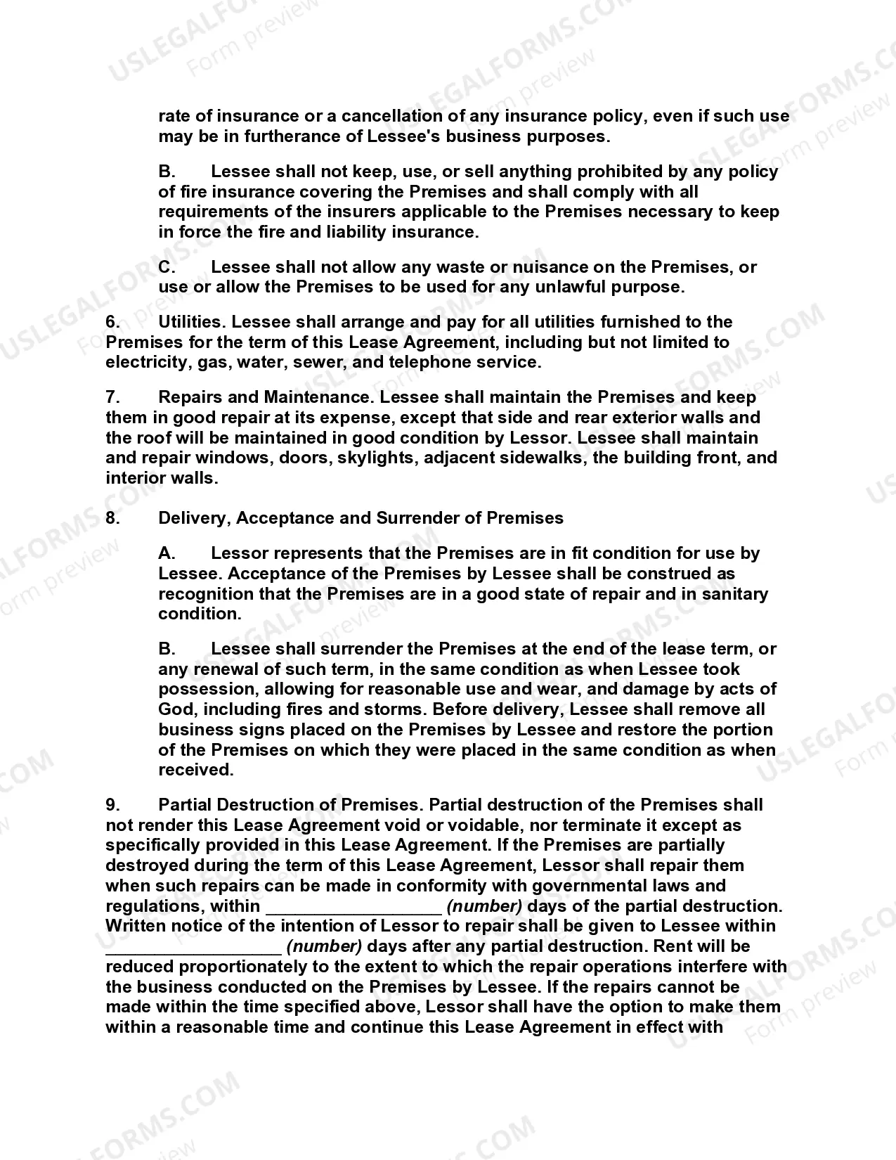 Preview Business Real Property Lease