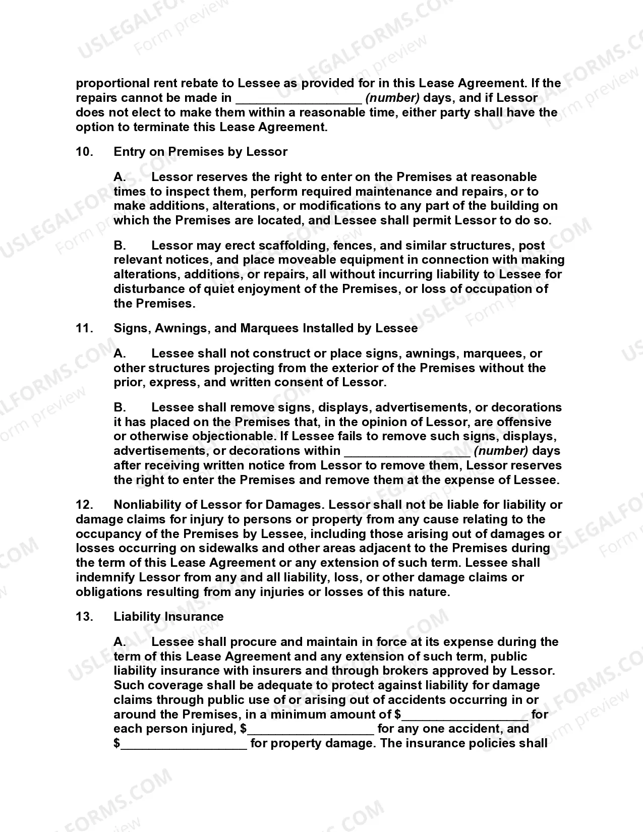 Preview Business Real Property Lease