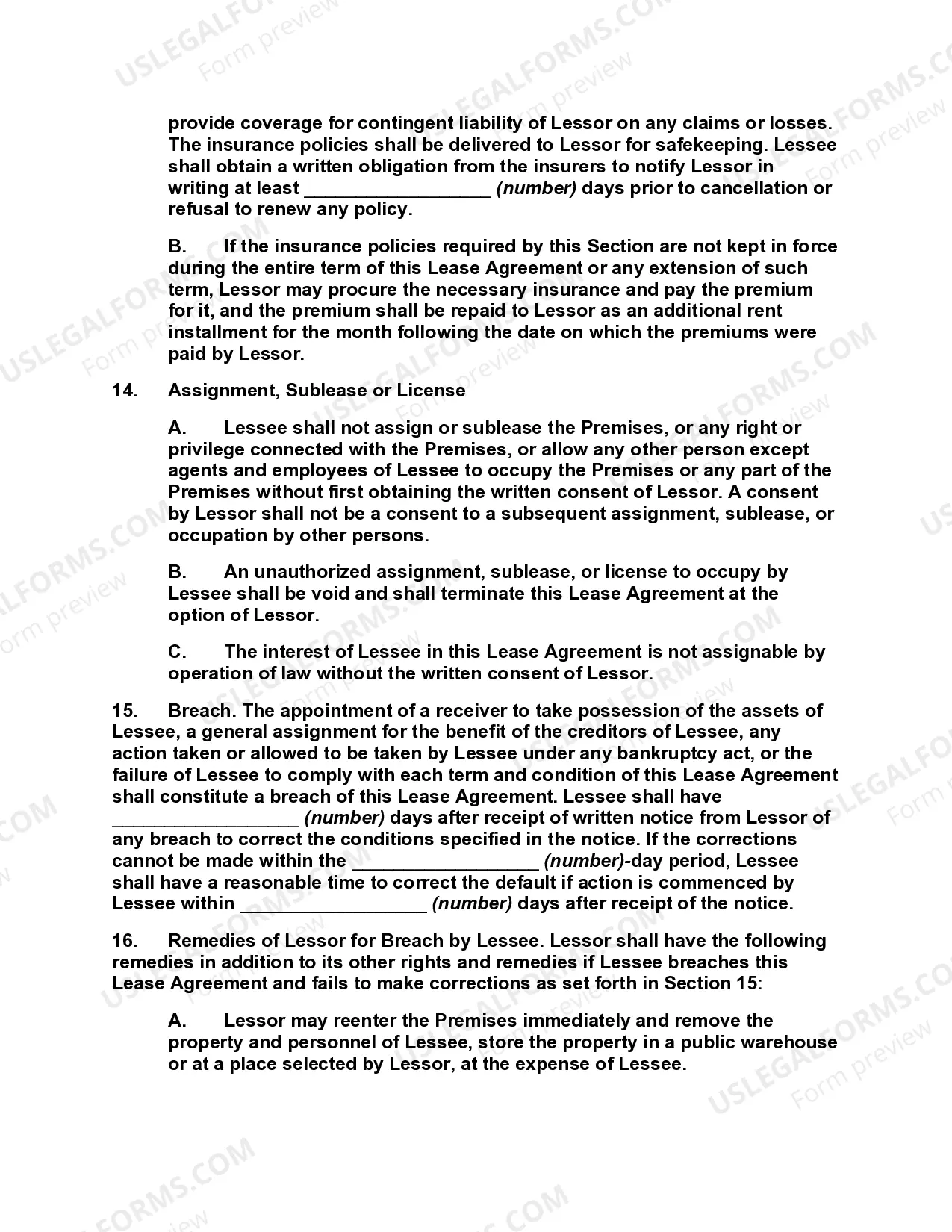 Preview Business Real Property Lease