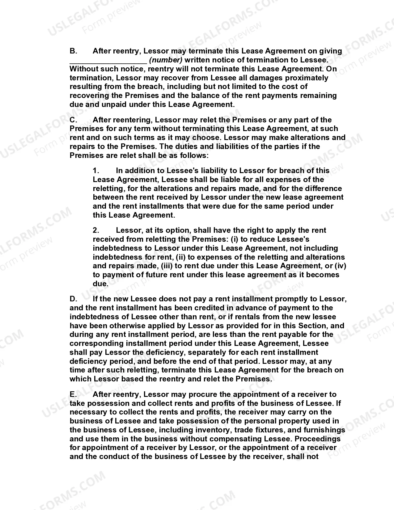 Preview Business Real Property Lease