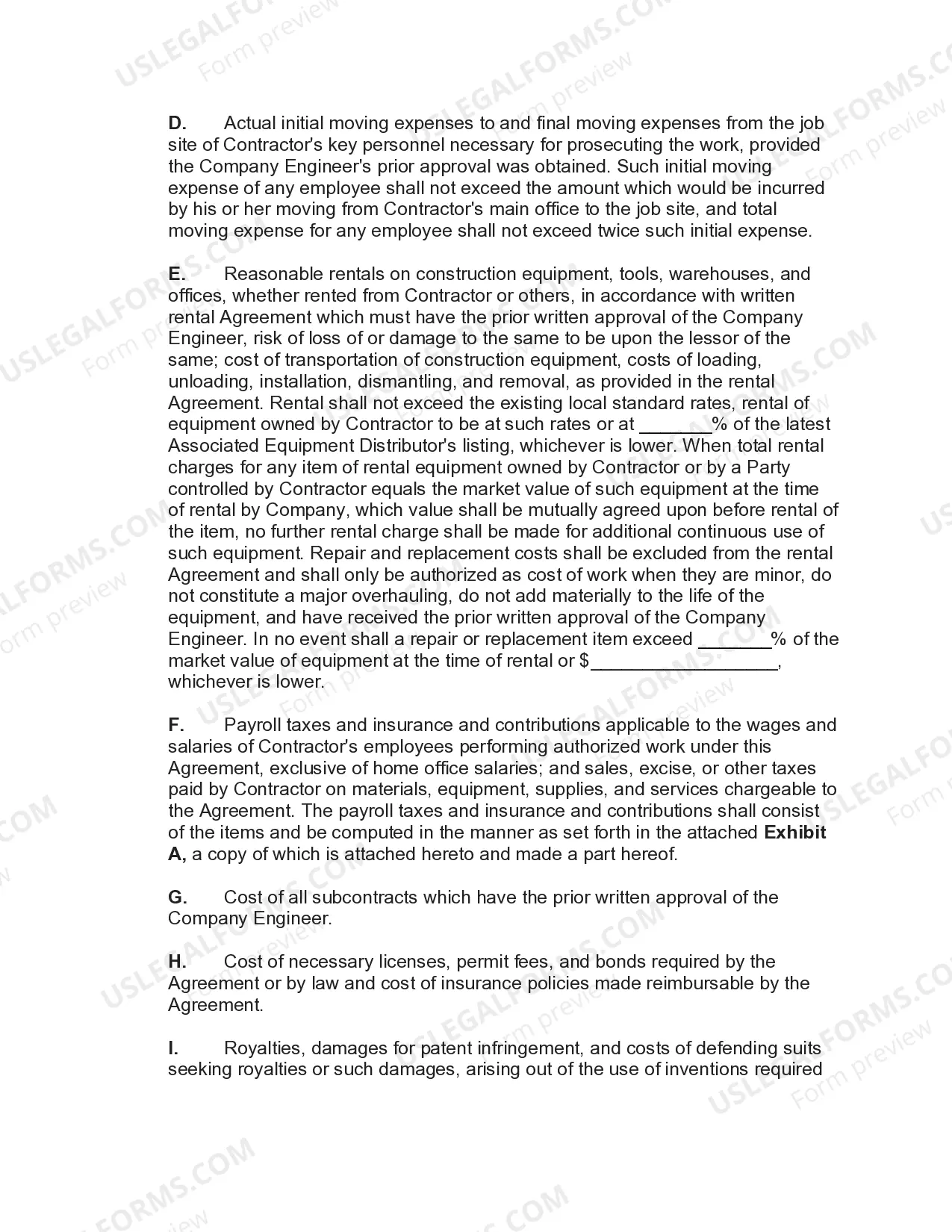 Preview Agreement for Construction of a Building Covering General Conditions with Owner's Engineer to Direct Work and Approve Costs