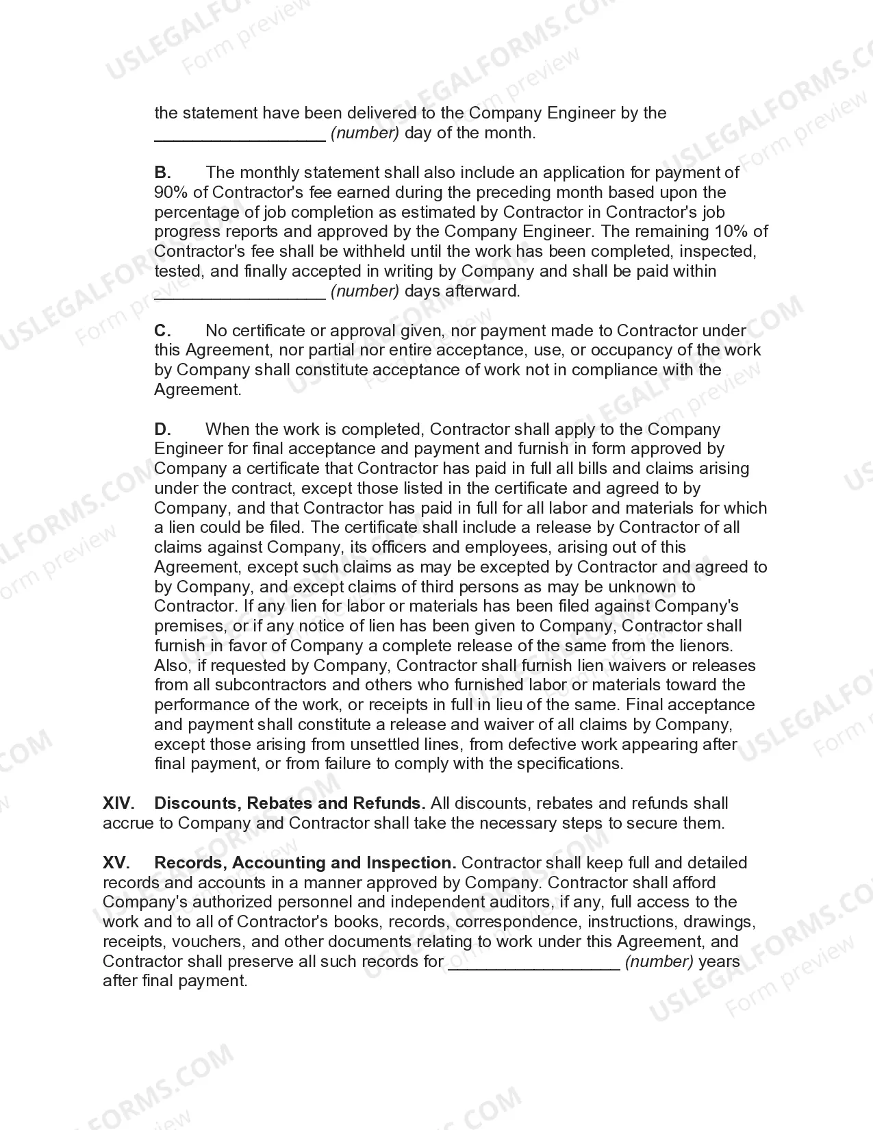 Preview Agreement for Construction of a Building Covering General Conditions with Owner's Engineer to Direct Work and Approve Costs