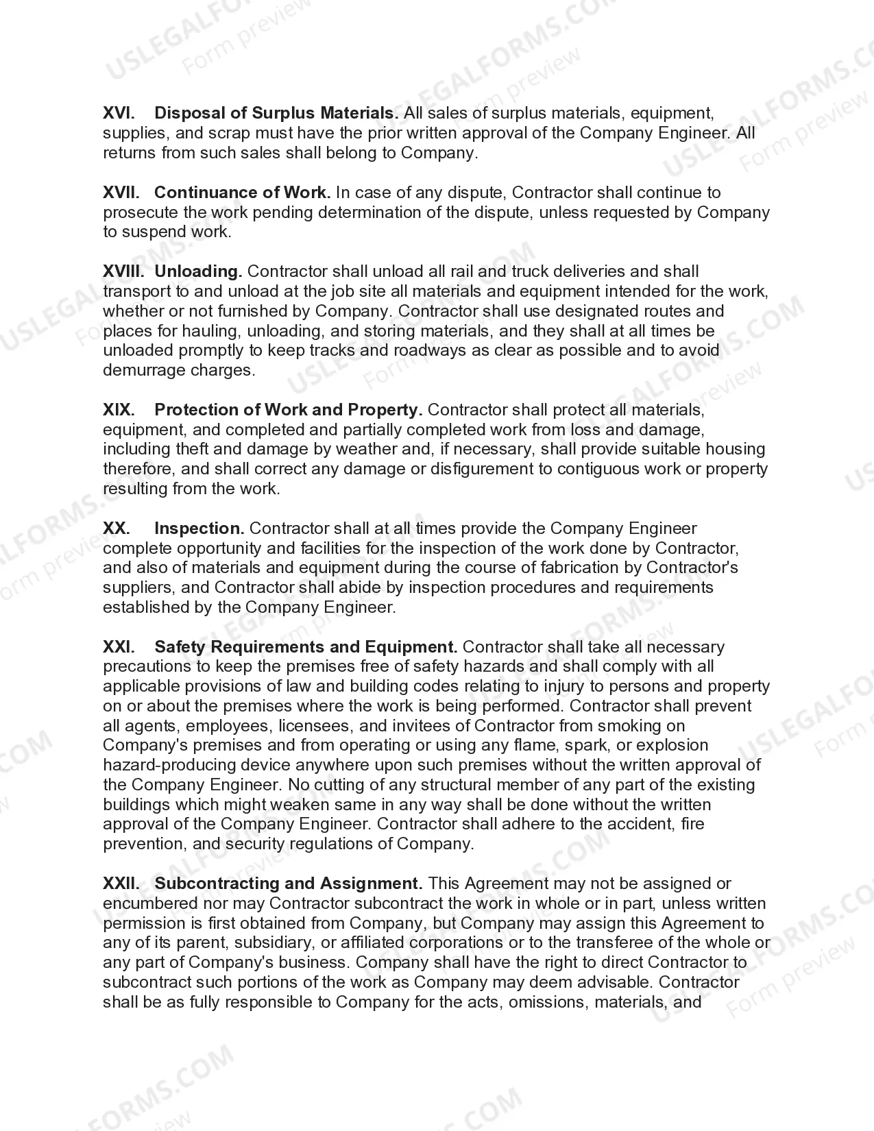 Preview Agreement for Construction of a Building Covering General Conditions with Owner's Engineer to Direct Work and Approve Costs