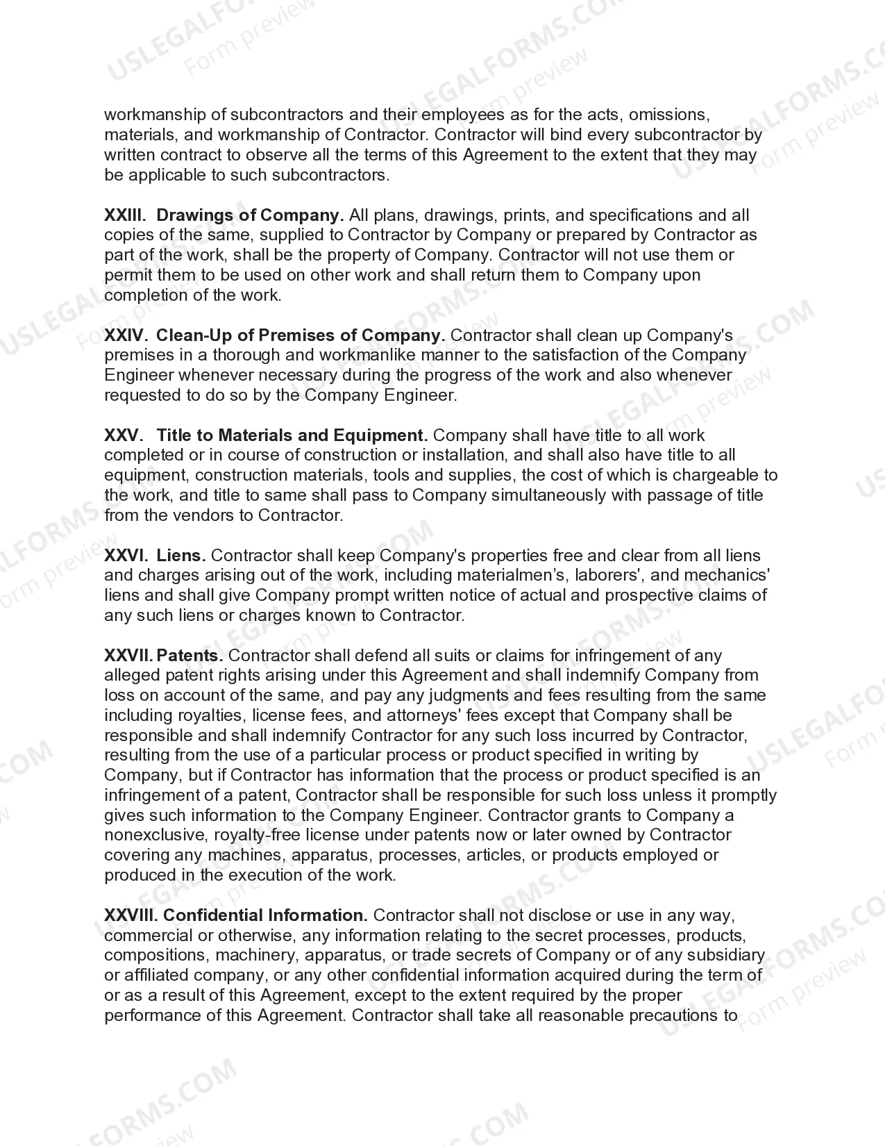 Preview Agreement for Construction of a Building Covering General Conditions with Owner's Engineer to Direct Work and Approve Costs