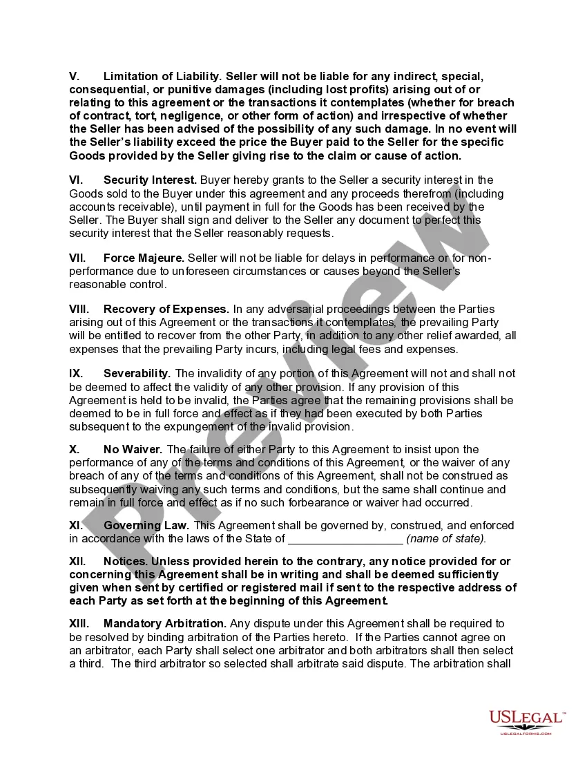 Get Contract for the Sale of Goods Preview Contract for the Sale of Goods