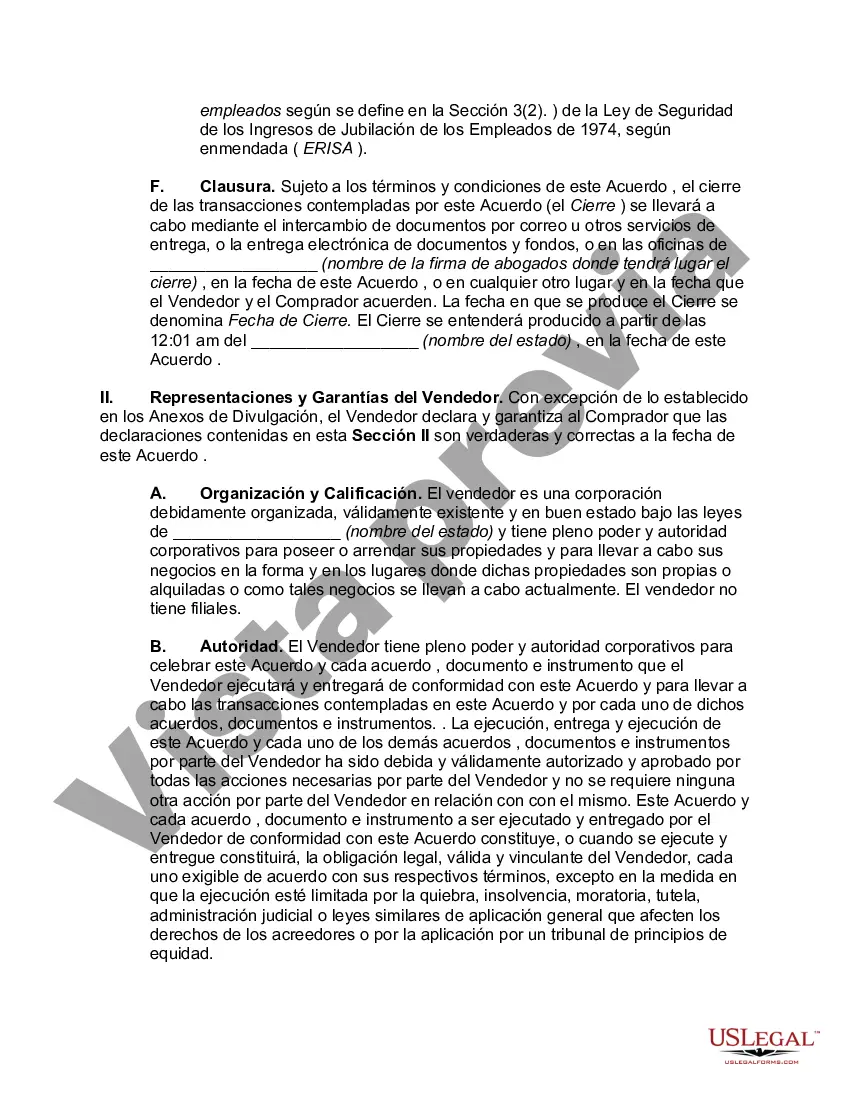 Preview Acuerdo para la Venta de Todos los Activos en el Negocio de Software Informático