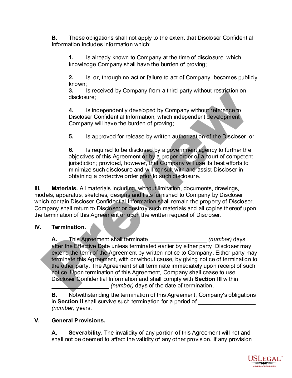 page 1 Agreement Regarding the Receipt of Confidential Information preview