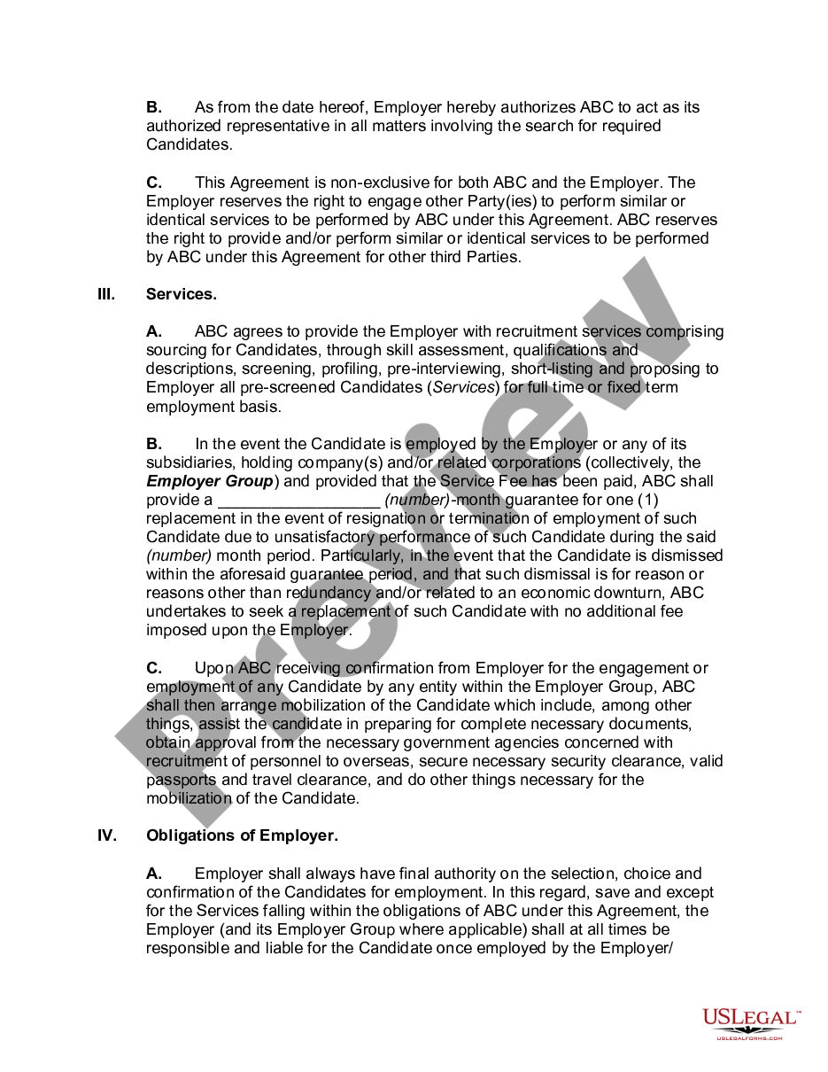 page 1 Manpower Supply Service Agreement preview