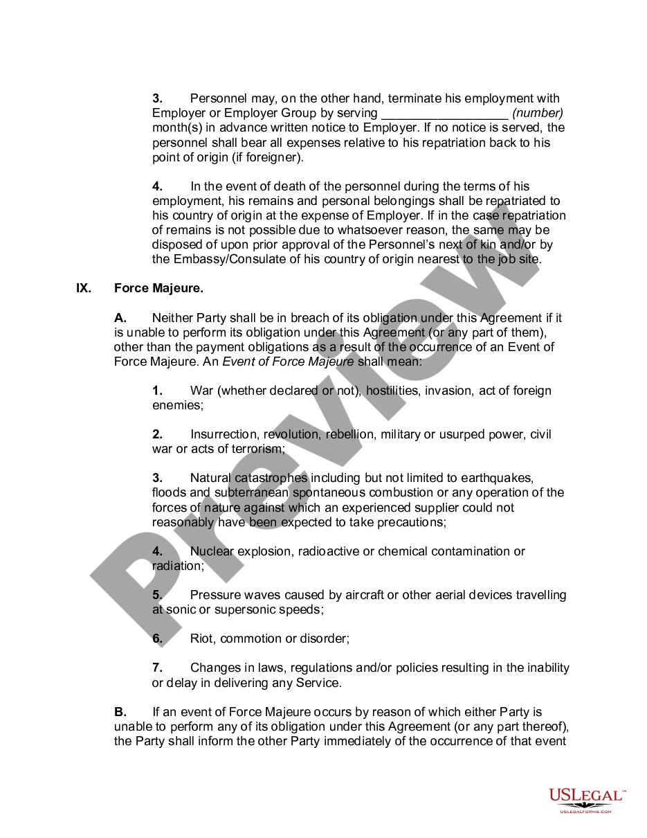 page 6 Manpower Supply Service Agreement preview