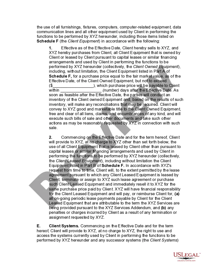 Preview Comprehensive Outsourcing Agreement